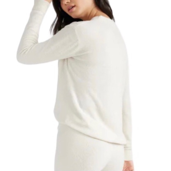 Large Winter White Knix Cozzzy Crew Top Pullover Fuzzy Shirt Lounge Plush - Picture 2 of 14